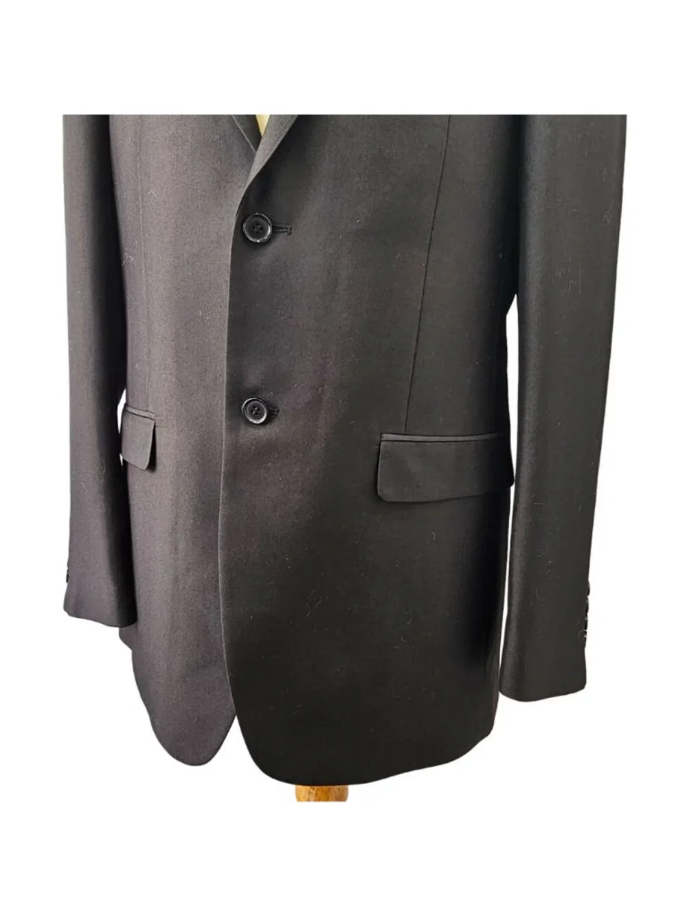 Y2K Vitarelli Black Wool Blazer Mens 40L Classic Italian Sport Coat Peak Lapel